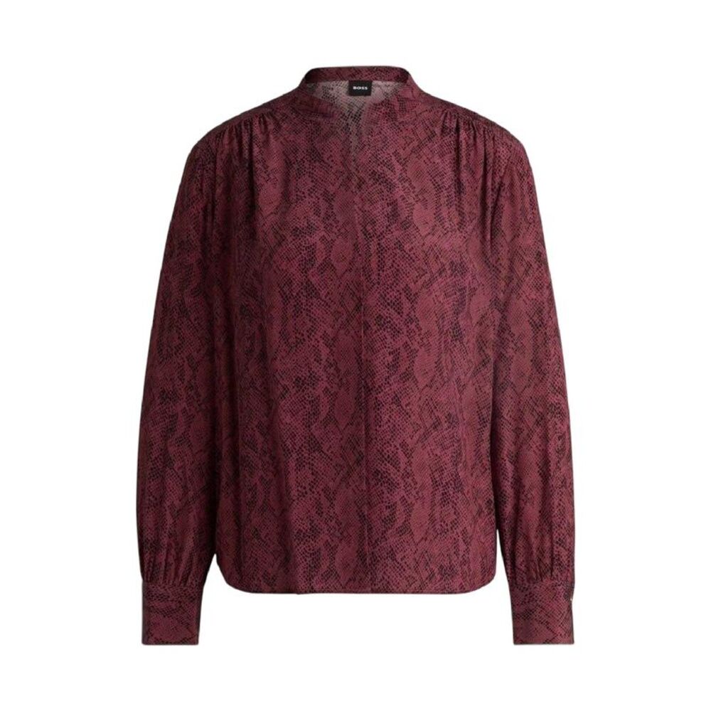 Boss Womens/Ladies Snake Print Long-Sleeved Blouse / Burgundy